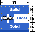 Solid-Mesh/Clear-Solid Curtain